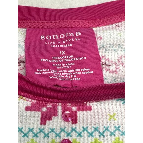 SONOMA FAIR ISLE Pajamas Womens 1X Long sleeve Round Neck Pjs Set Christmas - Picture 2 of 8